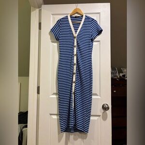 Striped Blue and White midi dress
